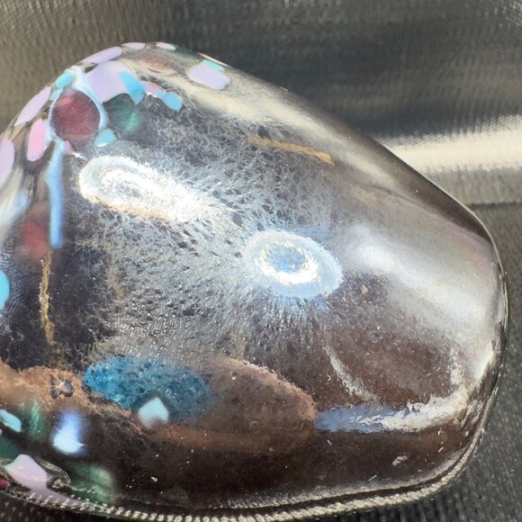 Loretta Eby Chome Speckled Art Glass Bud Vase Multicolored Spots Hand Blown Vase - Picture 10 of 12